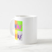 Vierfarbiger Pop Art Buffalo Bison Kaffeetasse (Vorderseite Links)