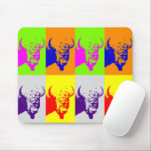 Vierfarbiger Pop Art Buffalo Bison Mousepad (Mit Mouse)