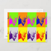 Vierfarbiger Pop Art Buffalo Bison Postkarte (Vorne/Hinten)