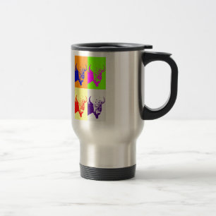 Vierfarbiger Pop Art Buffalo Bison Reisebecher