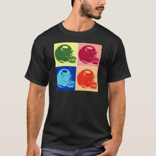 Vierfarbiger Pop Art Football Helm T-Shirt