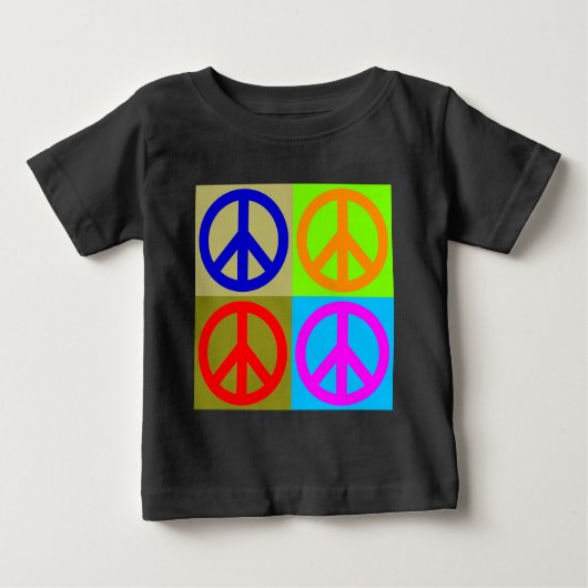Vierfarbiger Pop Art Peace Sign Baby T-shirt (Vorderseite)
