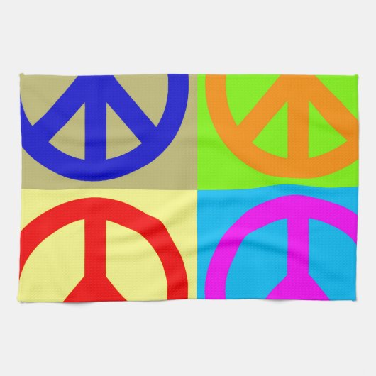 Vierfarbiger Pop Art Peace Sign Handtuch (Horizontal)
