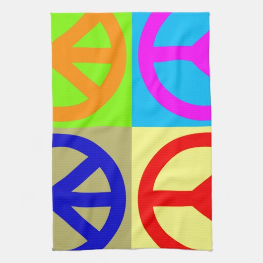 Vierfarbiger Pop Art Peace Sign Handtuch (Vertikal)