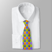 Vierfarbiger Pop Art Peace Sign Neck Tie Krawatte (Gebunden)