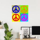 Vierfarbiger Pop Art Peace Sign Poster (Heimbüro)