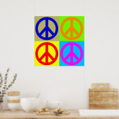 Vierfarbiger Pop Art Peace Sign Poster (Küche)