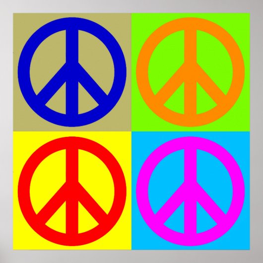 Vierfarbiger Pop Art Peace Sign Poster (Vorne)