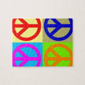 Vierfarbiger Pop Art Peace Sign Puzzle (Horizontal)