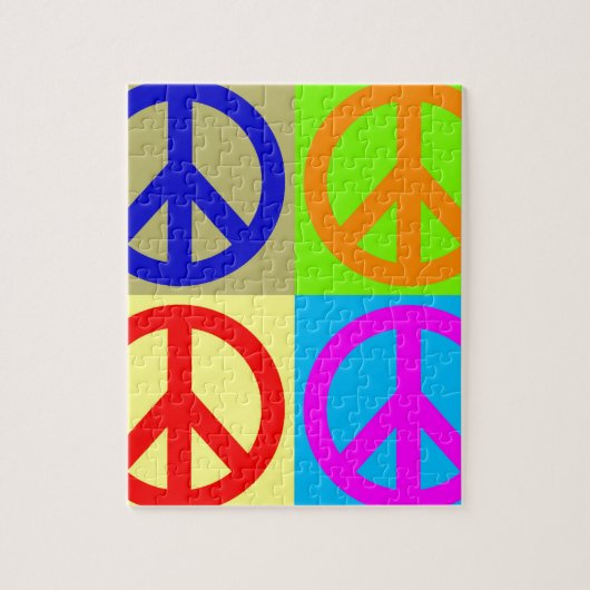 Vierfarbiger Pop Art Peace Sign Puzzle (Vertikal)