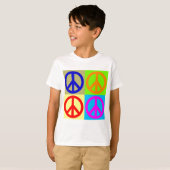 Vierfarbiger Pop Art Peace Sign T-Shirt (Vorne ganz)