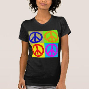 Vierfarbiger Pop Art Peace Sign T-Shirt