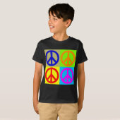 Vierfarbiger Pop Art Peace Sign T-Shirt (Vorne ganz)