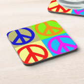 Vierfarbiger Pop Art Peace Sign Untersetzer (Linke Seite)