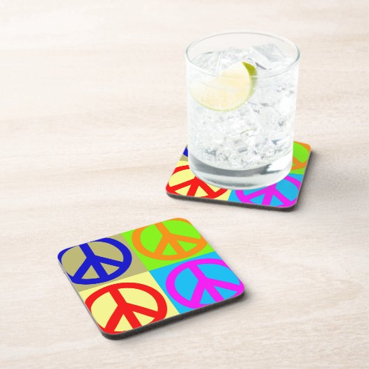 Vierfarbiger Pop Art Peace Sign Untersetzer (Rechte Seite)