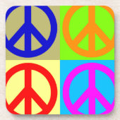 Vierfarbiger Pop Art Peace Sign Untersetzer (Vorderseite)