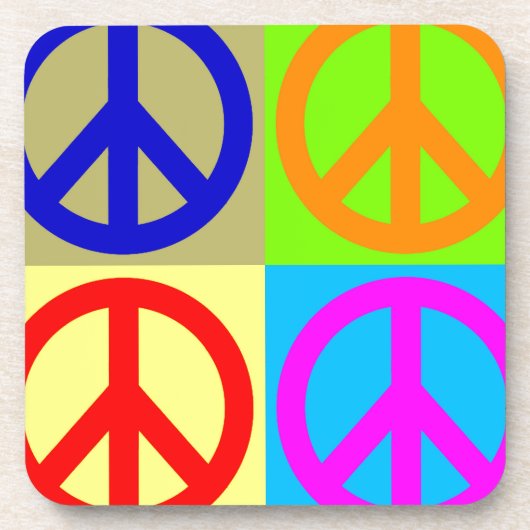 Vierfarbiger Pop Art Peace Sign Untersetzer (Vorderseite)