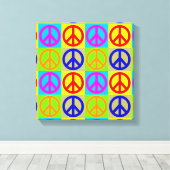 Vierfarbiger Pop Art Peace Sign Wrapper Canvas Leinwanddruck (Insitu (Holzboden))