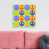 Vierfarbiger Pop Art Peace Sign Wrapper Canvas Leinwanddruck (Insitu (Wohnzimmer))