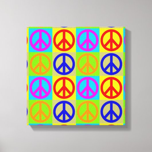 Vierfarbiger Pop Art Peace Sign Wrapper Canvas Leinwanddruck (Vorderseite)
