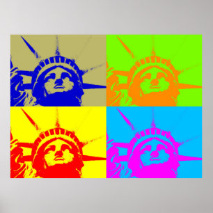 Vierfarbiger Pop Kunststatue of Liberty Poster