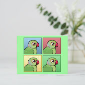 Vierfarbiges Parakeet mit Rose Postkarte (Stehend Vorderseite)
