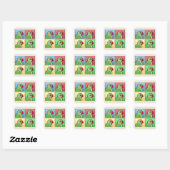 Vierfarbiges Parakeet mit Rose Quadratischer Aufkleber (Blatt)
