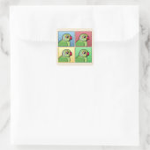Vierfarbiges Parakeet mit Rose Quadratischer Aufkleber (Tasche)