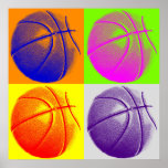 Vierfarbiges Pop Art Basketball Retrostil Poster<br><div class="desc">Pop im klassischen Stil Art Sport Poster</div>