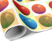 Vierfarbiges Pop Art Basketball Wrapper Geschenkpapier (Rolleneckpunkt)