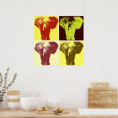 Vierfarbiges Pop Art Elephants Retro Style Poster (Küche)