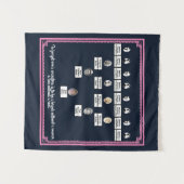 Viergenerationsbaum, rosa Border Navy Tape Wandteppich (Vorderseite (Horizontal))