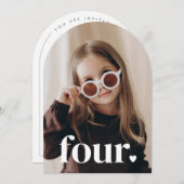 Vierherziges Foto 4. Geburtstag Einladung (Vorne/Hinten)