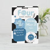 Vierjährige Jungs Geburtstag Einladung (Stehend Vorderseite)