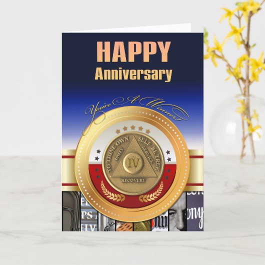 Vierjährige OM-Jubiläumin Sie sind Gewinner-Preis Karte (Gelbe Blume)