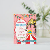 Vierjährige Zirkuszelt Elefant Geburtstagsparty Einladungspostkarte (Stehend Vorderseite)