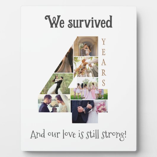 Vierjähriger Hochzeitstag Fotoplatte (Vorderseite)