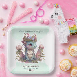 Vierjähriger Mädchendrache Pappteller