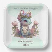 Vierjähriger Mädchendrache Pappteller (Vorderseite)