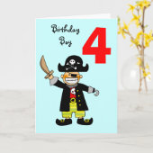 Vierjähriger Piratenjunge Karte (Gelbe Blume)