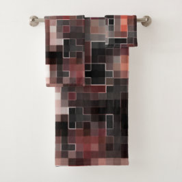 Vierkachelmosaik in Beige-Braun Badhandtuch Set