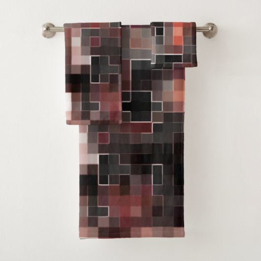 Vierkachelmosaik in Beige-Braun Badhandtuch Set (Insitu)