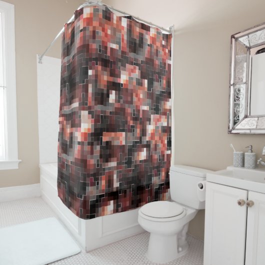 Vierkachelmosaik in Beige-Braun Duschvorhang (Beispiel)