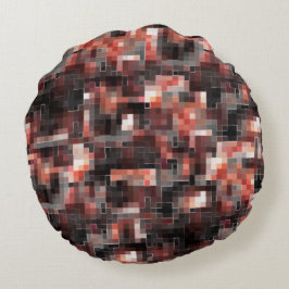 Vierkachelmosaik in Beige-Braun Rundes Kissen