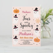 Vierkids Halloween Geburtstag Einladung (Stehend Vorderseite)