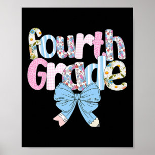 Vierklässler-Lehrerin im Prepper-Stil, blaue Blume Poster