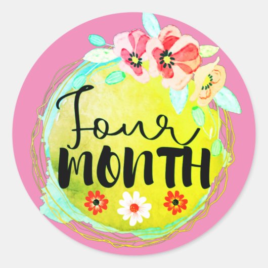 Viermonatiges Blumenbester Meilenstein-Label Runder Aufkleber (Vorderseite)