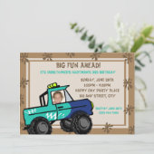 Vierrad Fun Truck Geburtstag Einladung (Stehend Vorderseite)