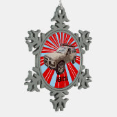 Vierradantrieb Schneeflocken Zinn-Ornament (Links)