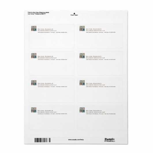 Vierraster-Monogramm-Avery-Label (Vorne)